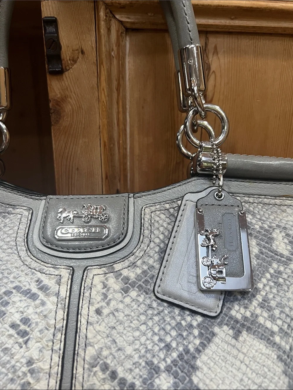 Coach 22342 Madison Pinnacle Caroline Python Embossed Satchel